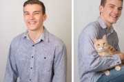 고양이와 사진 찍은 남성은 '매력 떨어져'